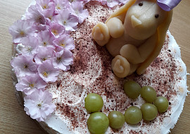 Nepečený piškotový dort s ovocem a zakysanou smetanou