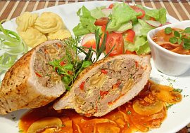 Plněné vepřové kotlety s játry a žampiony