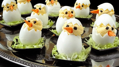 Velikonoční kuřátka z vařených vajec