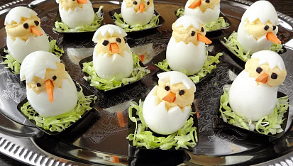 Velikonoční kuřátka z vařených vajec