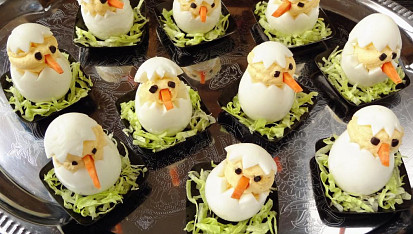 Velikonoční kuřátka z vařených vajec