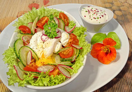 Jarní salát se zastřeným vejcem