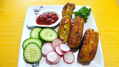 Válečky ze zbylé bramborové kaše a lososa