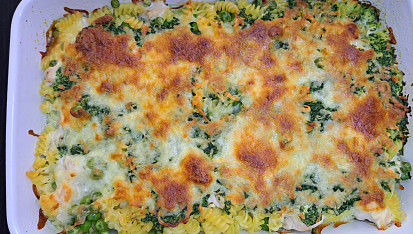 Zapečené těstoviny se špenátovou směsí