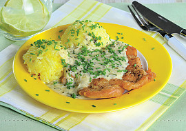 Krůtí plátky s pažitkovou omáčkou