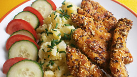 Kuřecí stripsy v sezamu