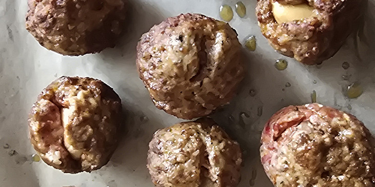 Žampiony v koulích z mletého masa