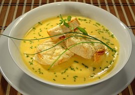 Bramborový krém se sýrovou bagetkou