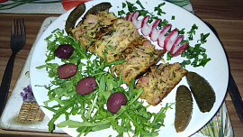 Šunkofleky s rukolou