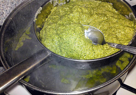 Špenátové halušky se slaninou a brynzou