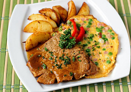 Vepřové kotletky s vaječnou omeletou