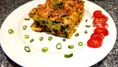 Zapečené domácí šulánky se špenátem a kuřecím masem