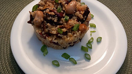 Bulgur s houbami a směsí fazolí
