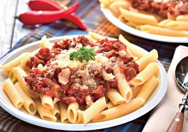 Bleskové penne s tvarůžky