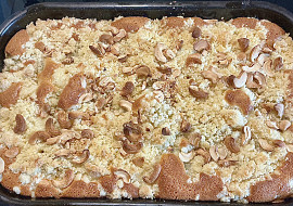 Rebarborovo-broskvové řezy (Namísto mandlí jsem dal kešu , jinak děkuji za recept,)