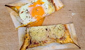 Zapečená tortilla jinak (párky, vejce, šunka, sýr)