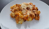Zapečené kuřecí soté na bramborové kaši