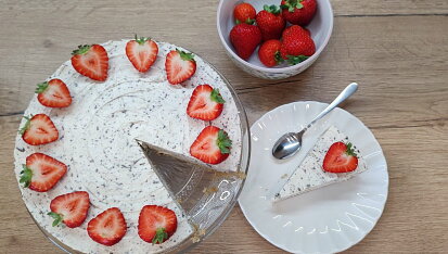 Nepečený stracciatella dort