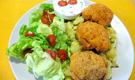 Obalovaný květák v ochucené strouhance, pečený v horkovzdušné fritéze