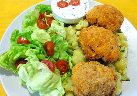 Obalovaný květák v ochucené strouhance, pečený v horkovzdušné fritéze
