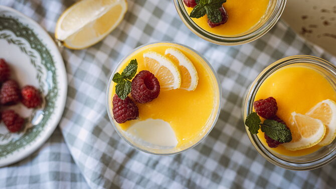 Panna cotta z podmáslí s citronovým krémem podle Míši Landové