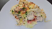 Gnocchi s kuřecím masem  zapečené s hořčičnou smetanou