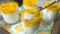 Jogurtová panna cotta s mangem a maracujou