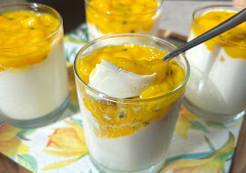 Jogurtová panna cotta s mangem a maracujou
