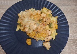 Zapečené kuřecí soté na bramborové kaši