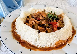 Pikantní vepřové nudličky se žampiony