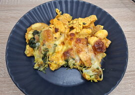 Zapečené gnocchi s kuřecím masem a špenátem