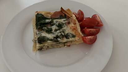 Zapečené špenátové lasagne